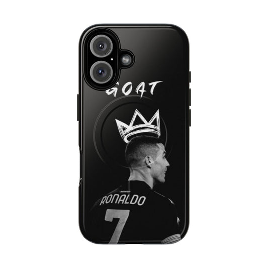 Stylish black and white magnetic tough phone case with Cristiano Ronaldo-inspired design