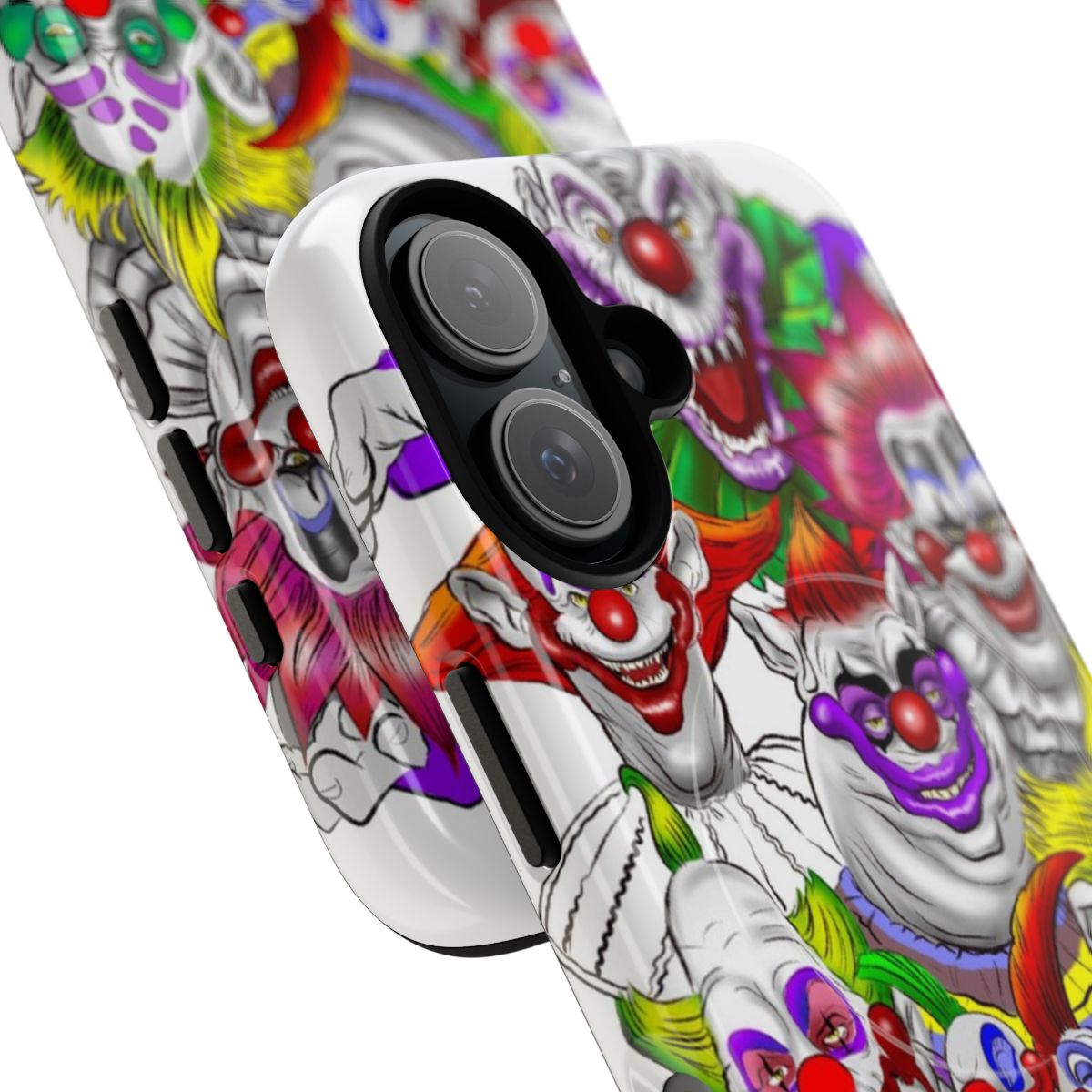 Killer Klowns-inspired magnetic tough phone case with a colorful, eye-catching design - Detail