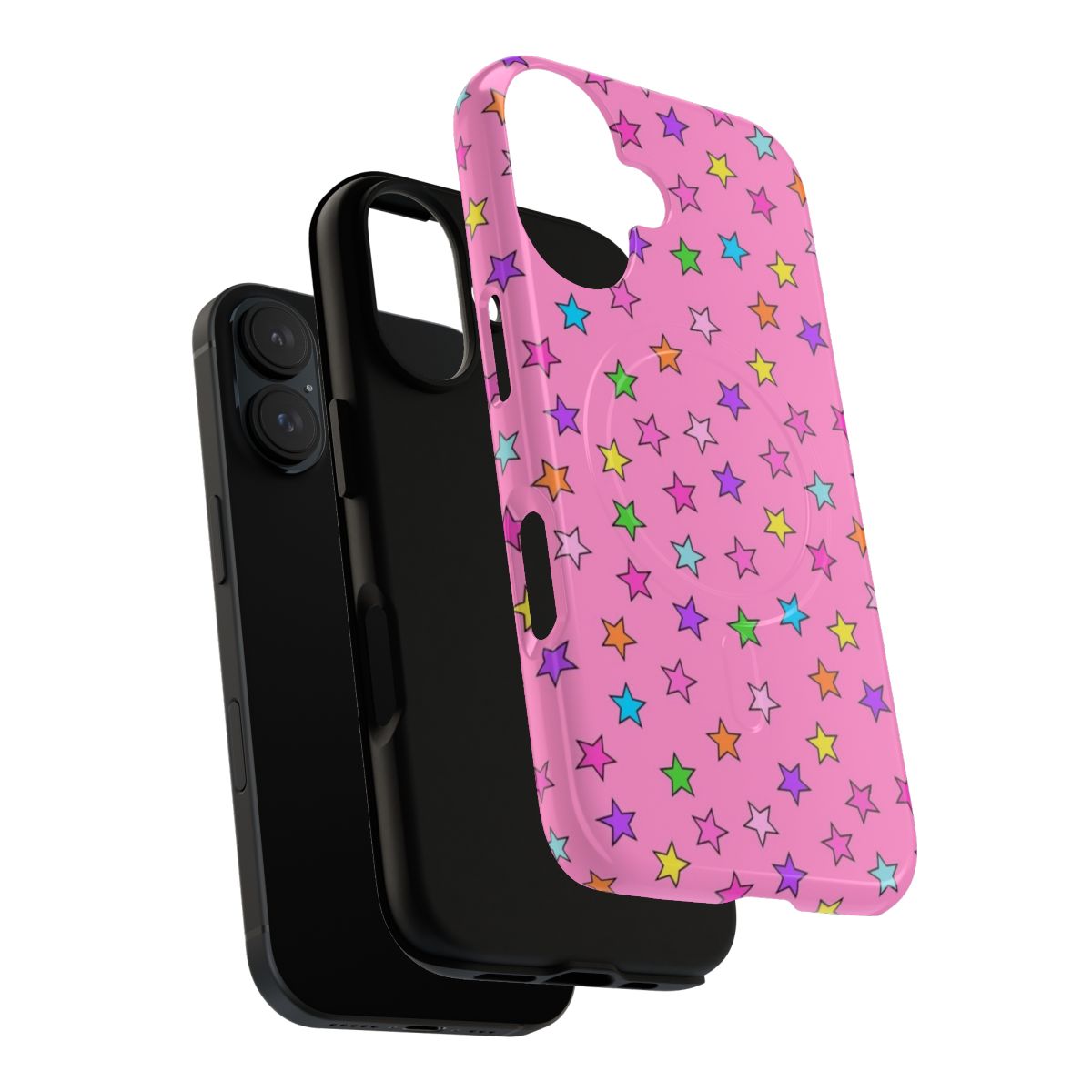 Colorful starry magnetic tough phone case with cute stars and confetti design - Layers