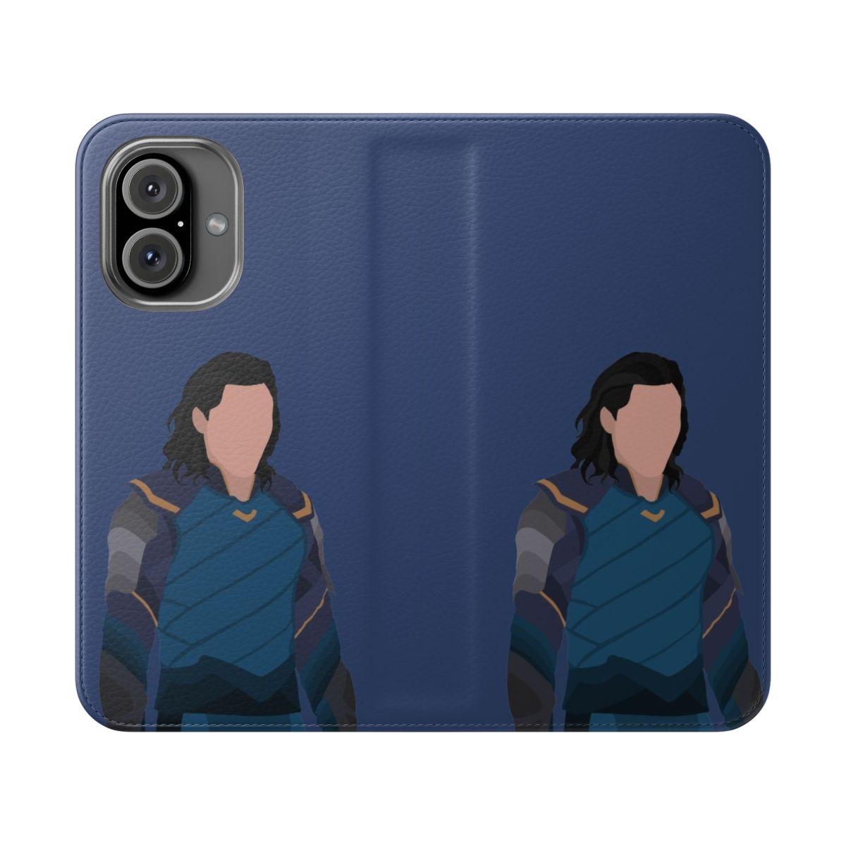 Flip cover phone case with a mischievous Loki design from the Marvel universe