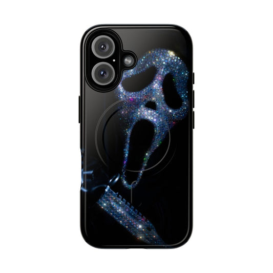 Ghostface-themed crystal and rainbow bling phone case