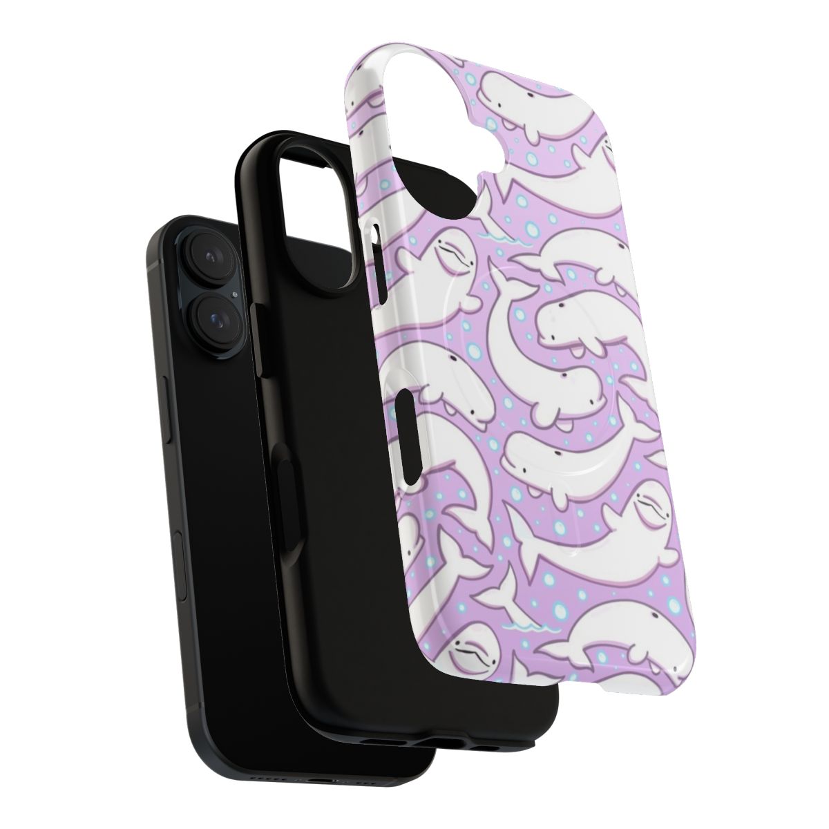 White beluga whale with cartoon bubbles on a tough magnetic phone case - Layers