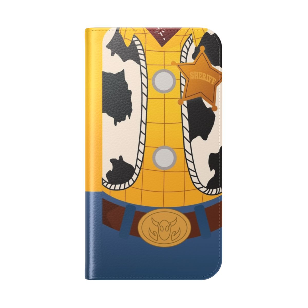 Cowboy-themed flip phone case with Woody-inspired design - Folded Back