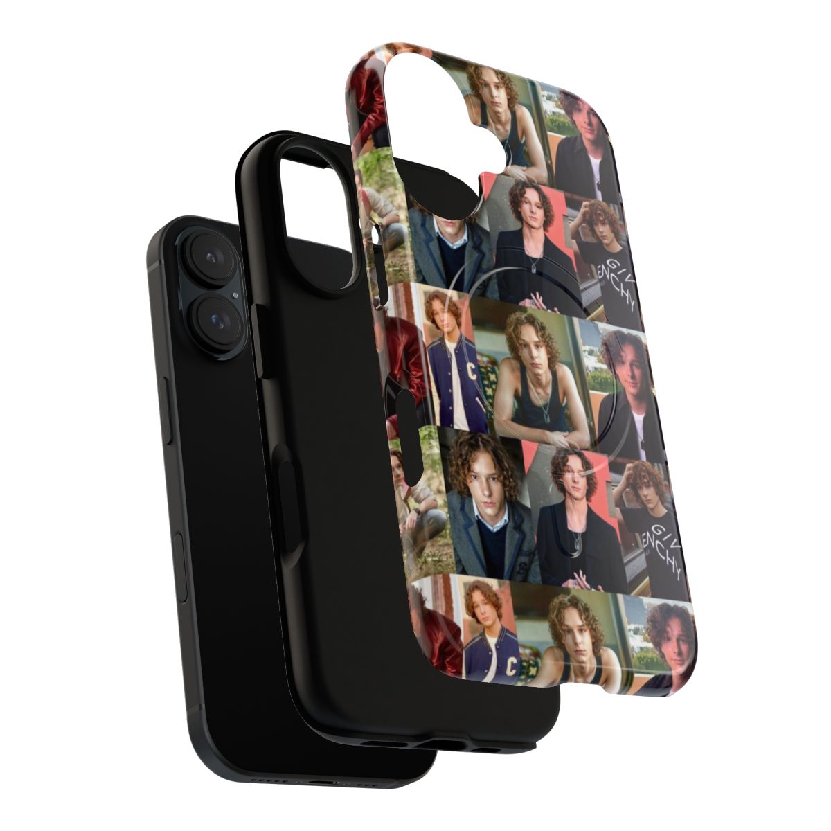 Collage-style phone case with images of actor Mason Thames from the movie "The Black Phone" - Layers