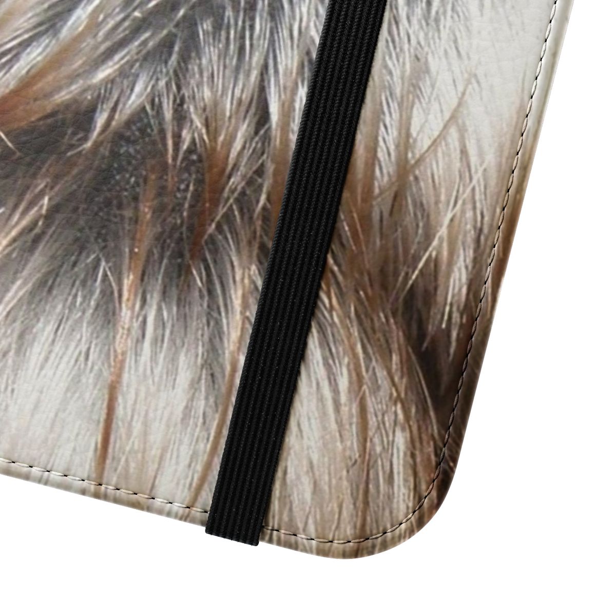 A flip phone case with a close-up image of a schnauzer dog's nose - Close Up