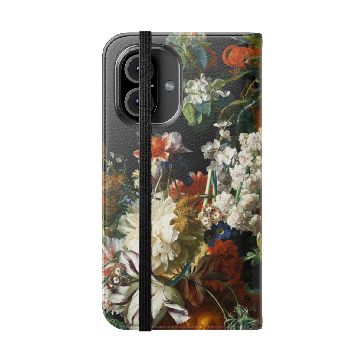 A beautiful phone case featuring a floral and melancholic design, perfect for literature enthusiasts. - Folded Front