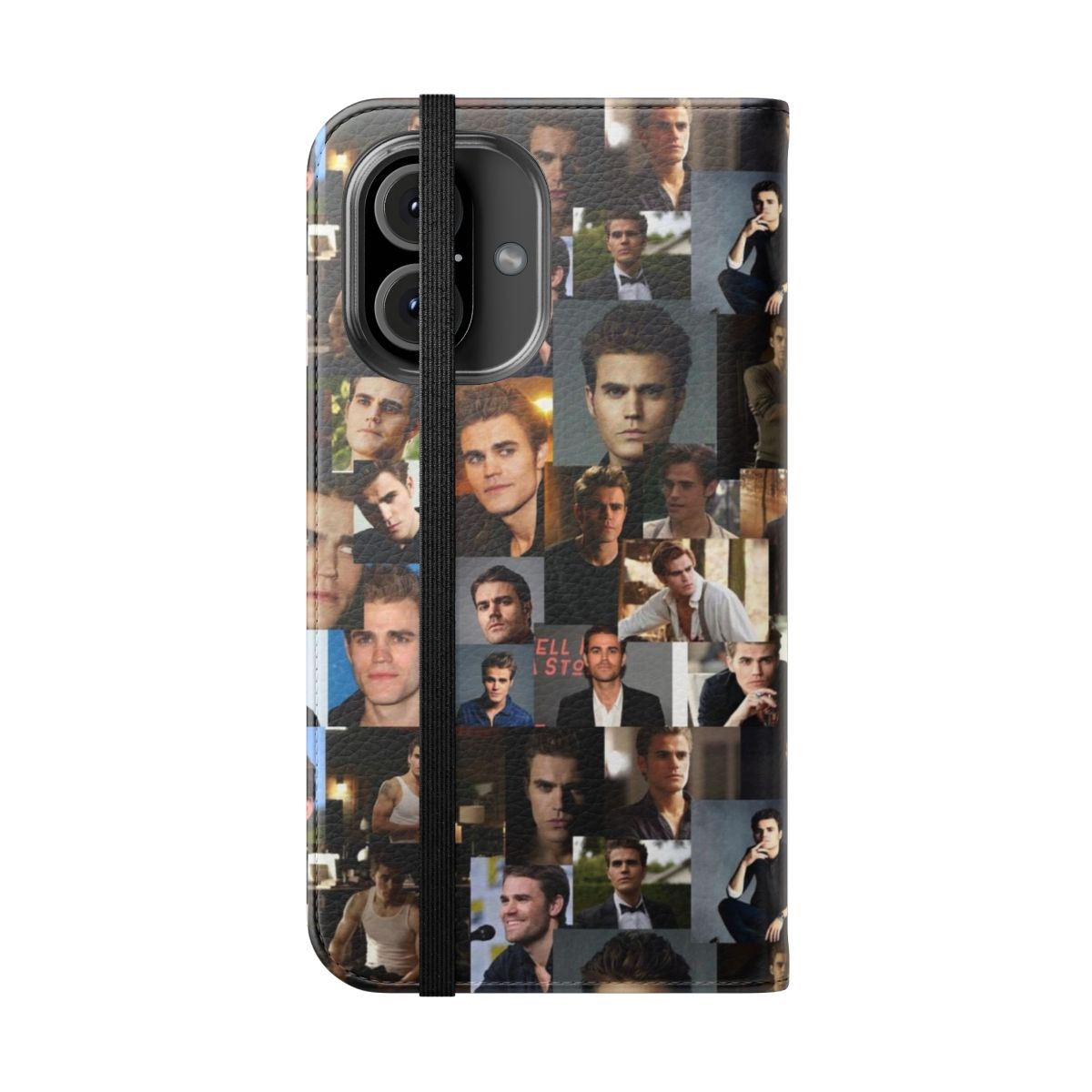 Stylish flip cover phone case with a trendy lightning bolt design - Folded Front