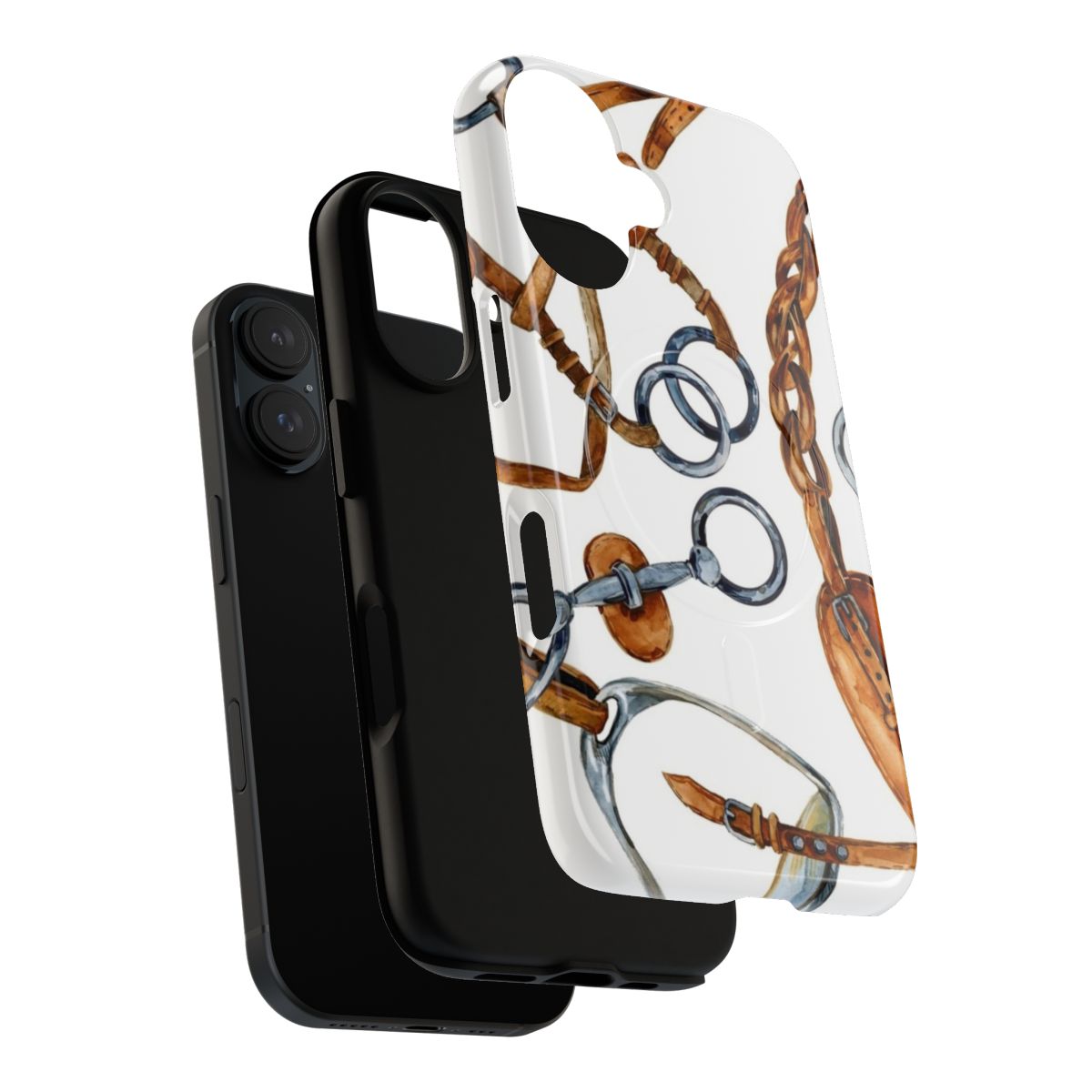 Watercolor painting of an equestrian horse pattern on a phone case - Layers