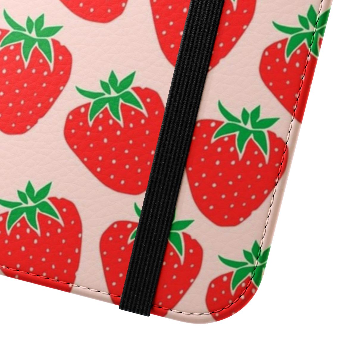 Colorful strawberry pattern flip cover phone case - Close Up