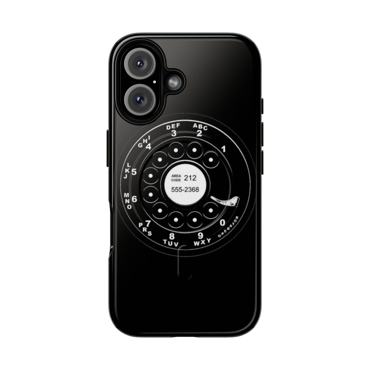 Retro rotary dial phone case with black and white design