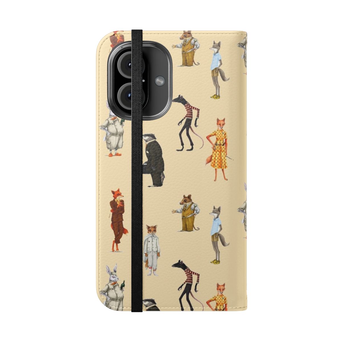 Flip phone case with sticker pack featuring Fantastic Mr. Fox and Mrs. Fox - Folded Front