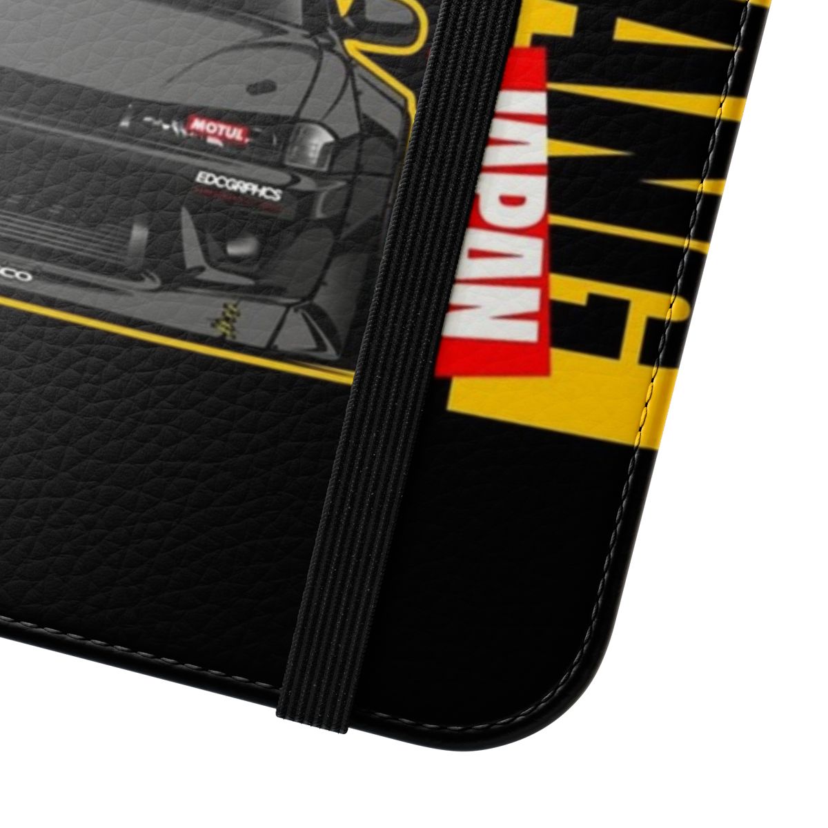 Flip cover phone case with custom car-inspired design - Close Up