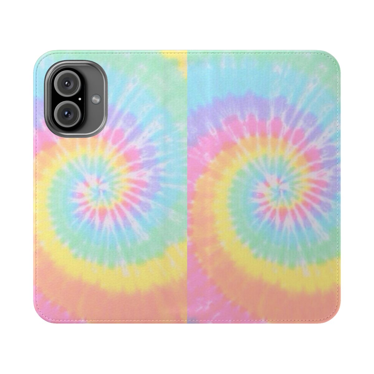 Vibrant rainbow tie dye pattern on a sleek phone case