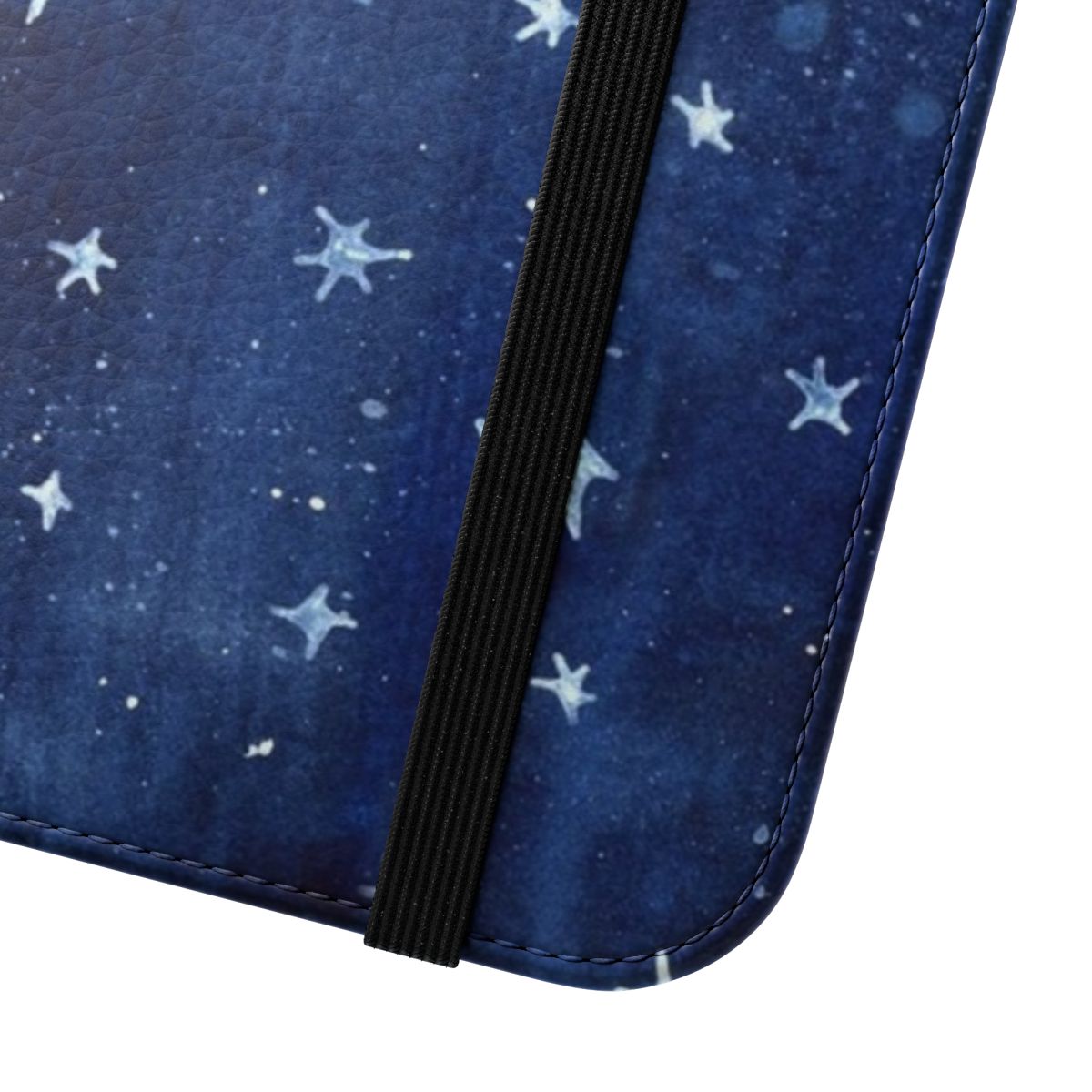 Flip phone case with a starry night watercolor illustration - Close Up