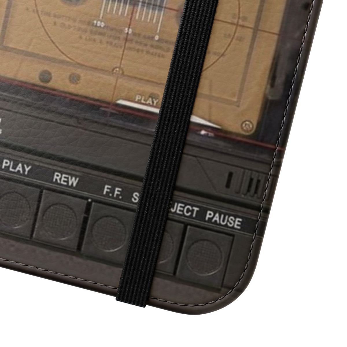 Tape recorder-themed flip cover phone case with paranormal horror design - Close Up