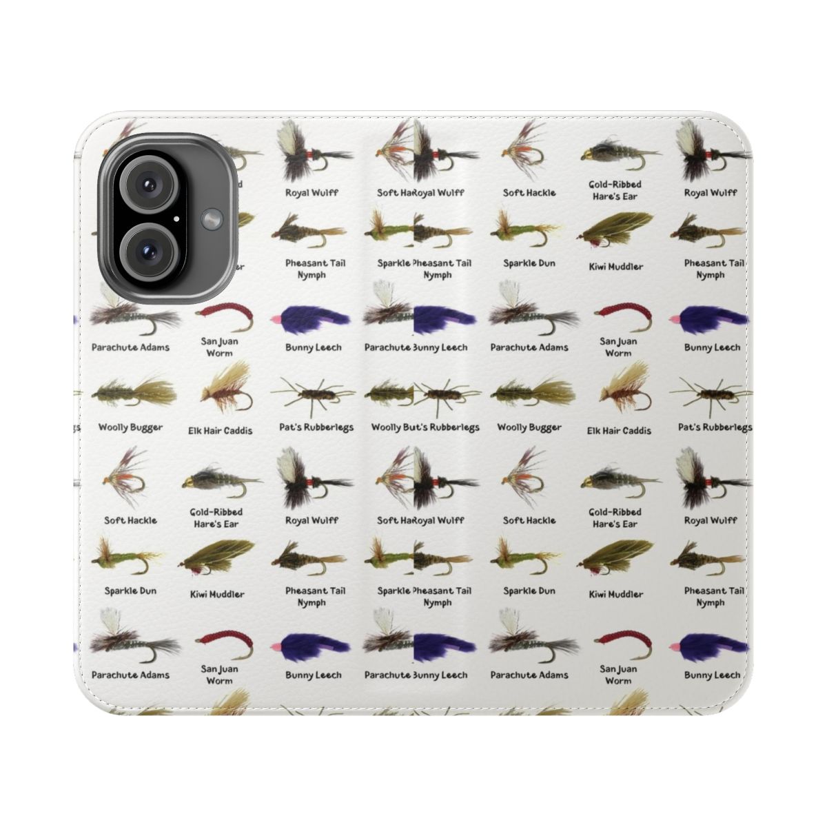 Handcrafted fly fishing flies phone case for anglers