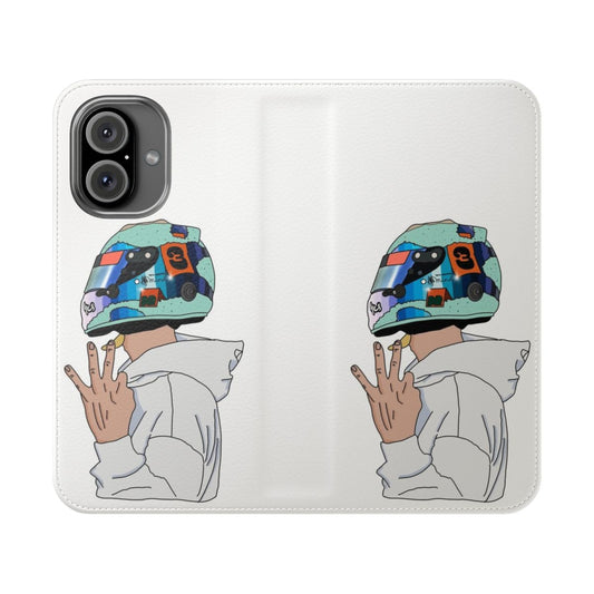 Daniel Ricciardo-inspired flip cover phone case with motorsports design