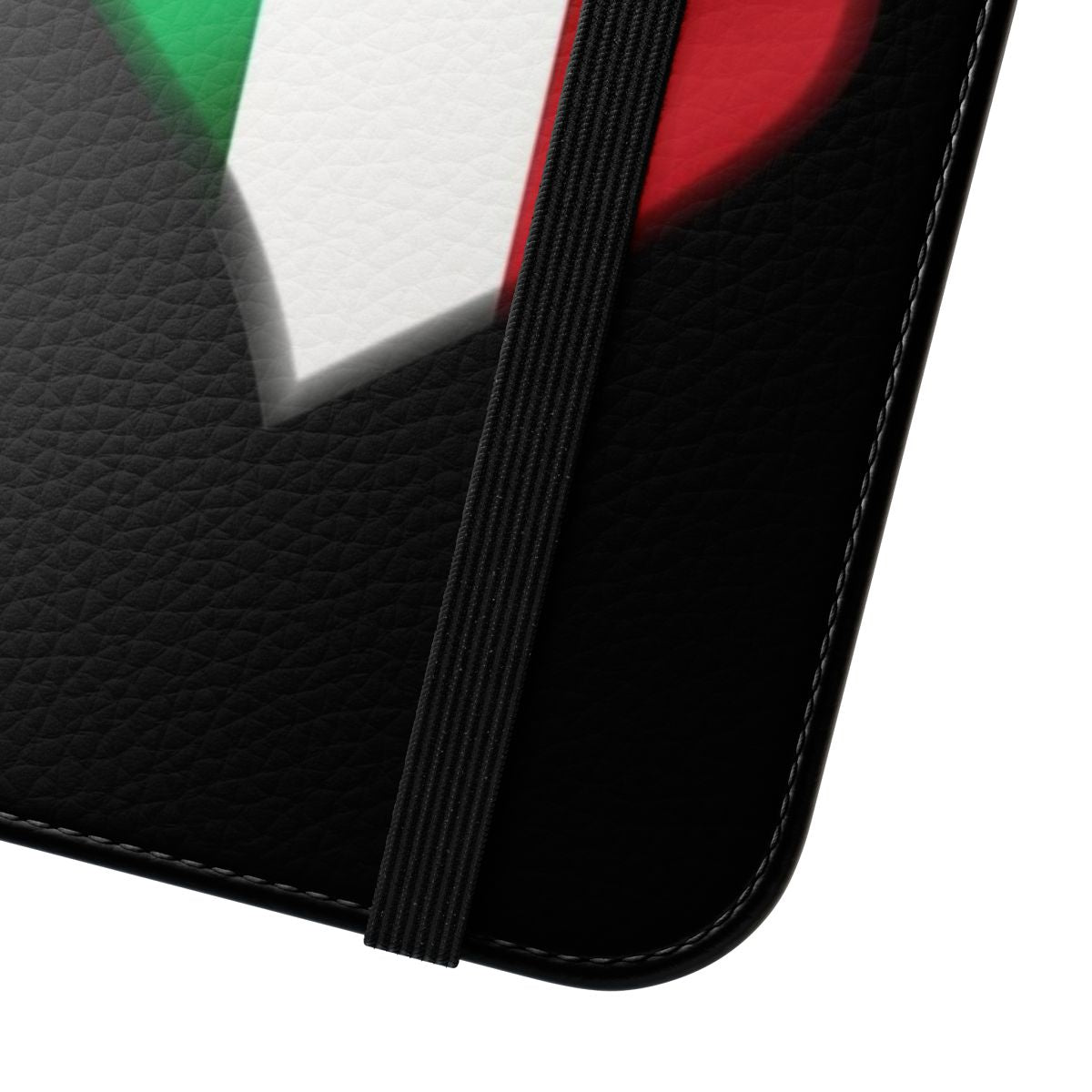 Metallic flip phone case with Italian flag and heart design - Close Up