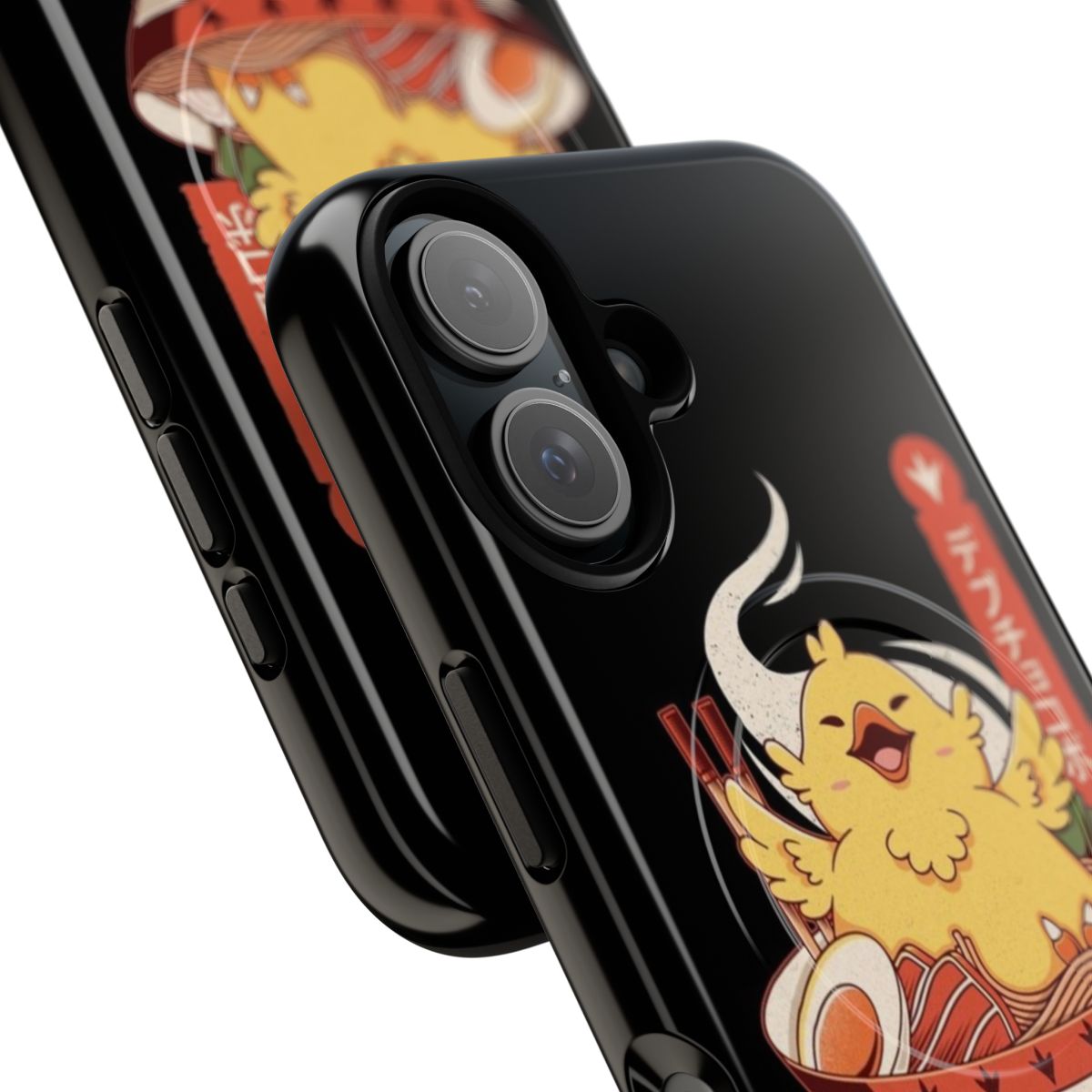 Magnetic tough phone case with a Fat Chocobo ramen design, inspired by the Final Fantasy VII video game. - Detail