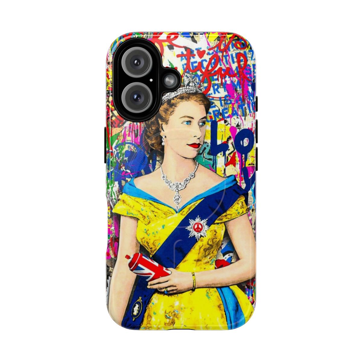 Artistic Graffiti-Inspired Queen Elizabeth II Magnetic Phone Case