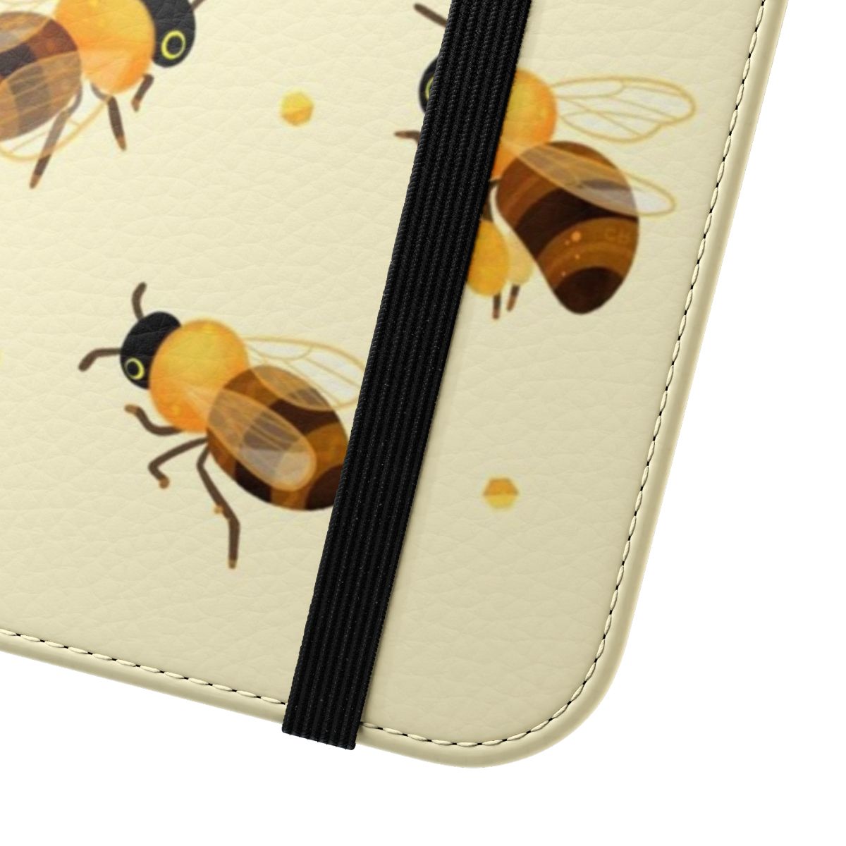 Honey bee design on a flip phone case - Close Up