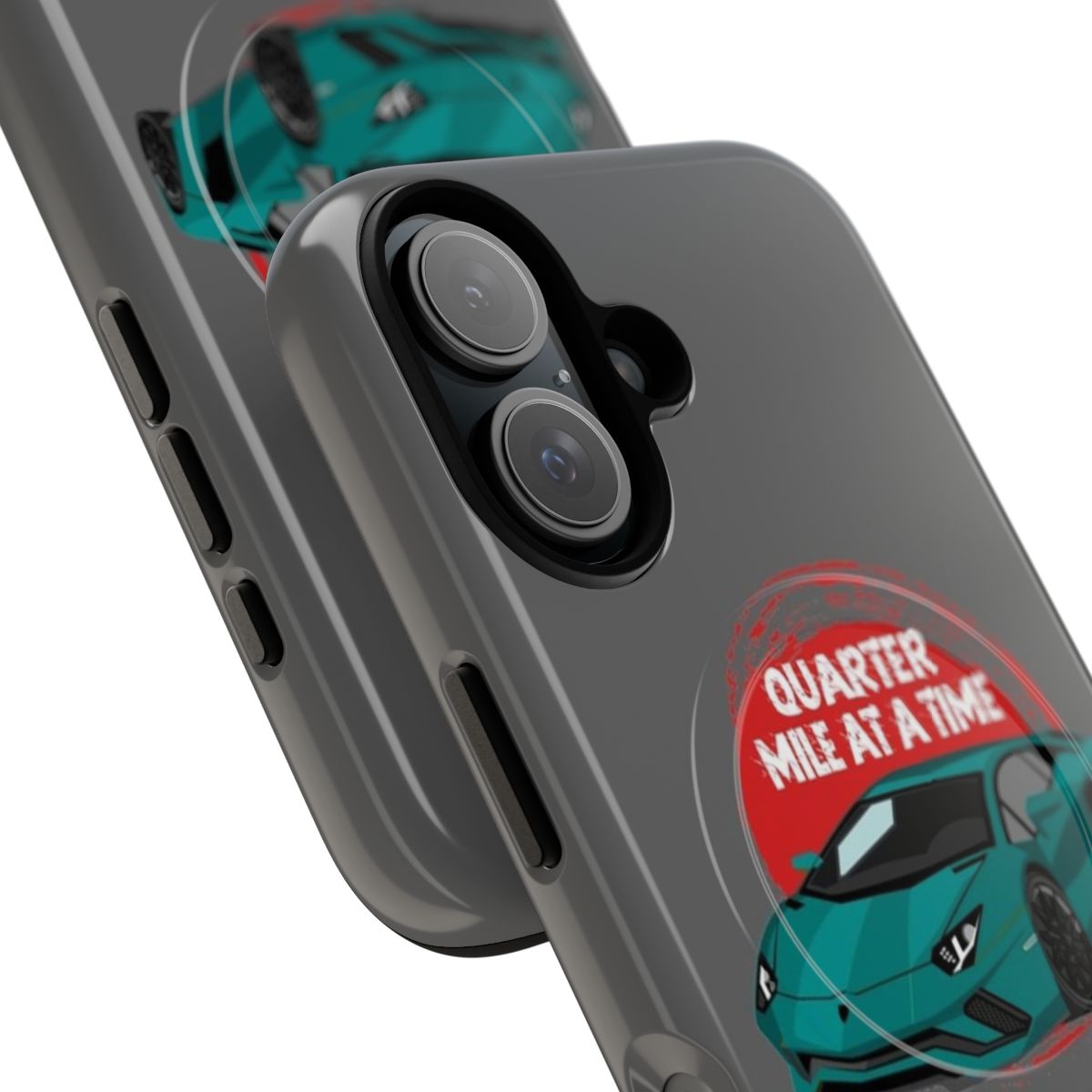 Stylish phone case featuring the silhouette of a high-performance sports car - Detail