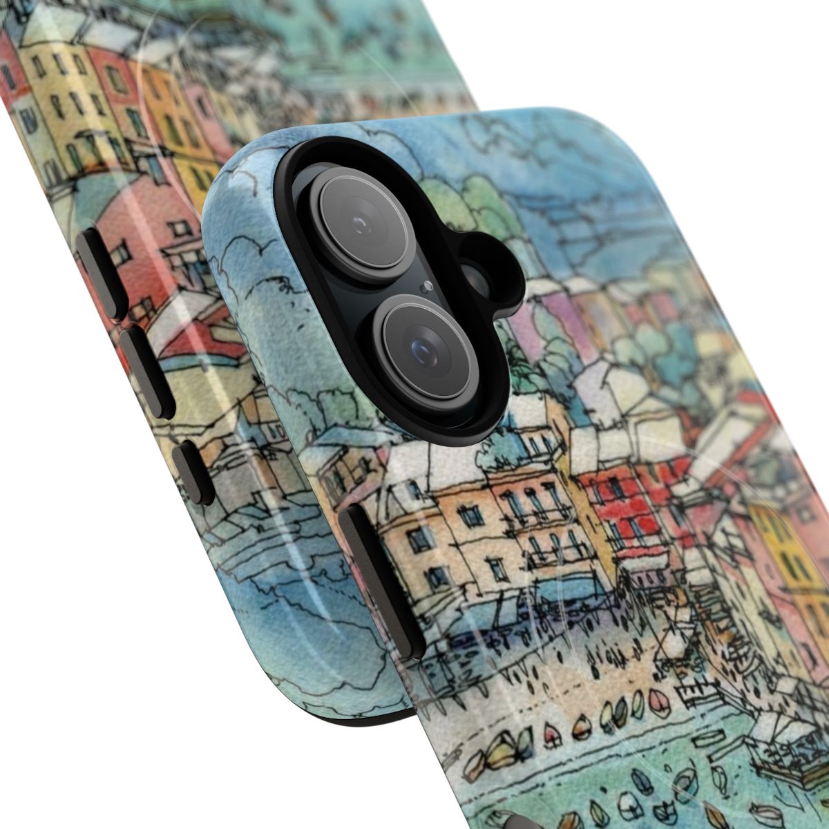 Magnetic phone case featuring a scenic landscape of Portofino, Italy - Detail