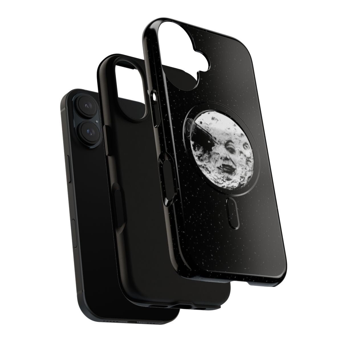 Vintage-style phone case with classic "La Lune de Mellies" movie artwork - Layers