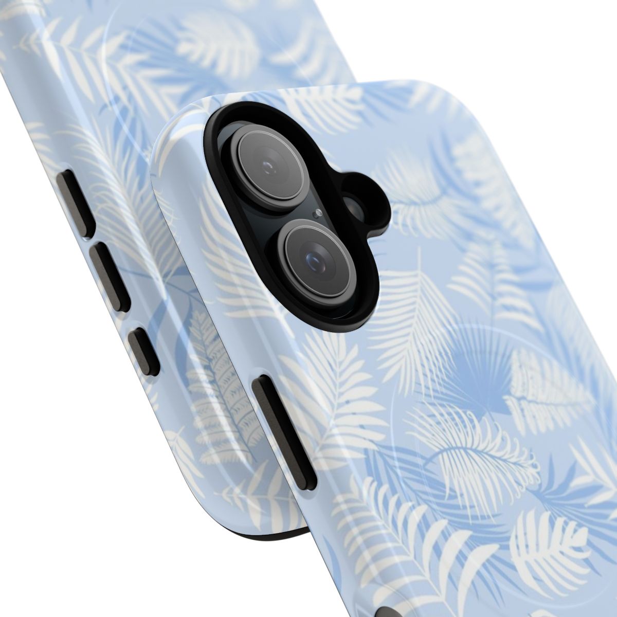 Tropical palm leaf pattern printed on a magnetic tough phone case - Detail