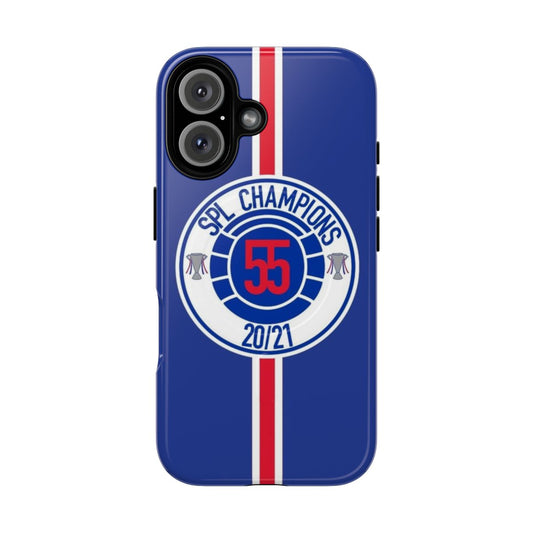 Rangers FC inspired magnetic tough phone case with a mock badge design