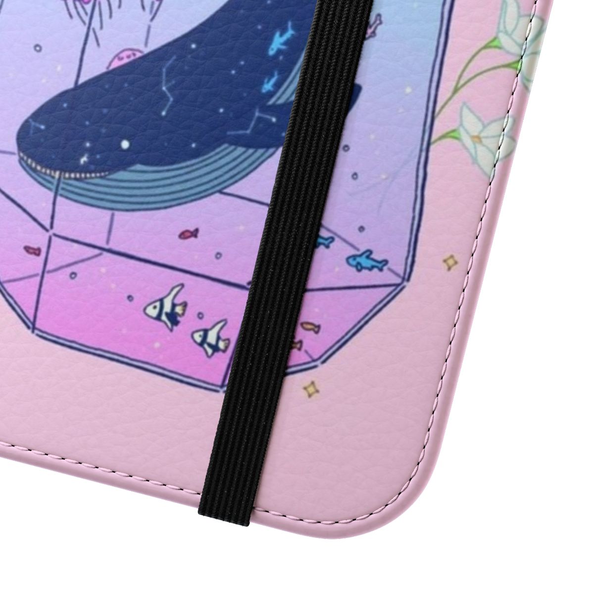 Celestial Aquarium Inspired Phone Case Cover with Whales, Plants, and Constellation Designs - Close Up