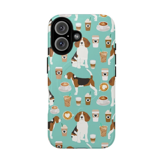 Beagle dog pattern coffee portrait design on a magnetic and tough phone case