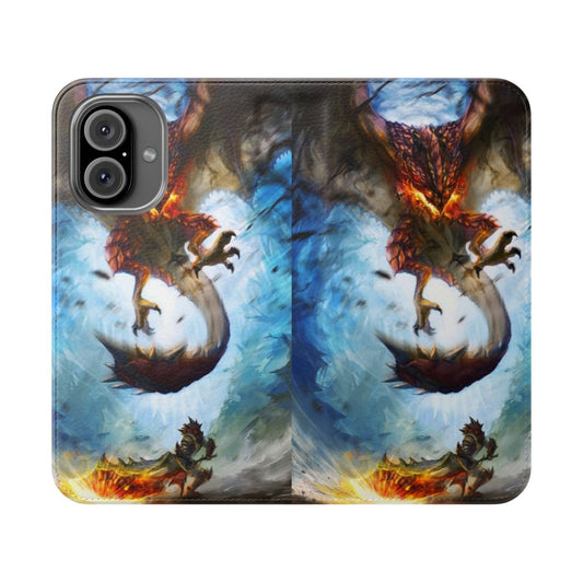 Rathalos dragon-themed flip phone case inspired by the popular Monster Hunter series