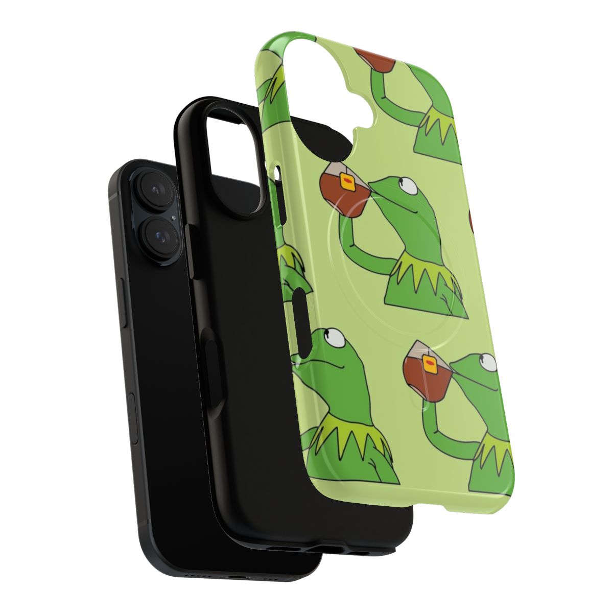 Magnetic phone case featuring a Kermit the Frog meme design with text "the tea has been served" - Layers