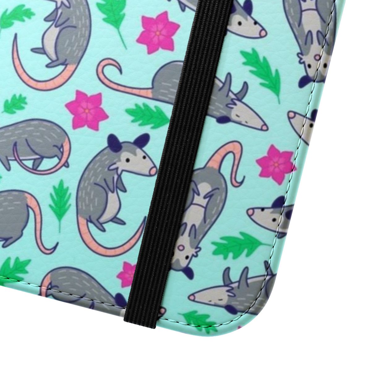 Opossum pattern phone case with a cute, nature-inspired design - Close Up