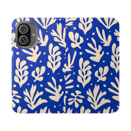 Leaves pattern phone case design inspired by the artwork of Henri Matisse