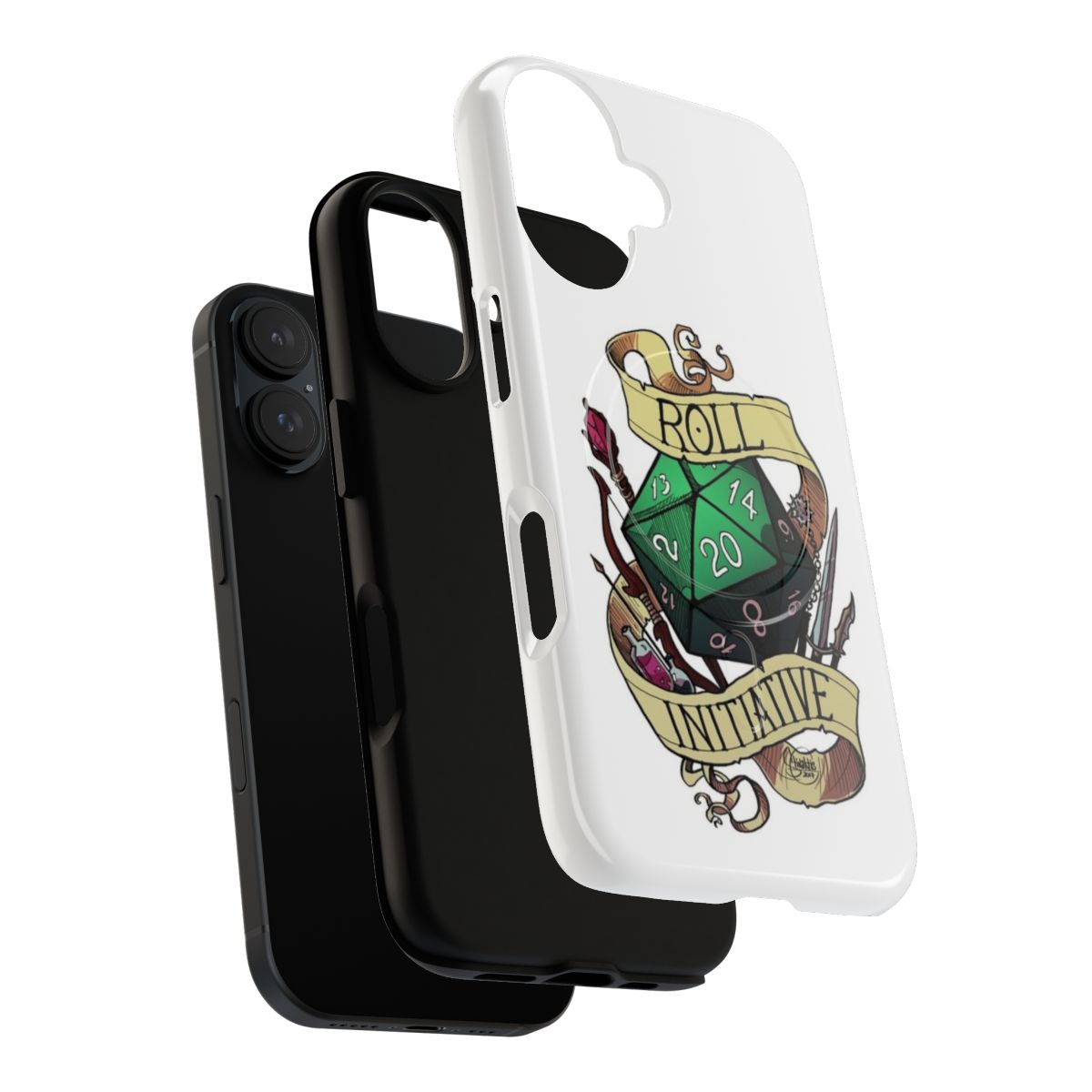 Magnetic tough phone case featuring a 20-sided die design, ideal for gamers and Dungeons & Dragons fans. - Layers