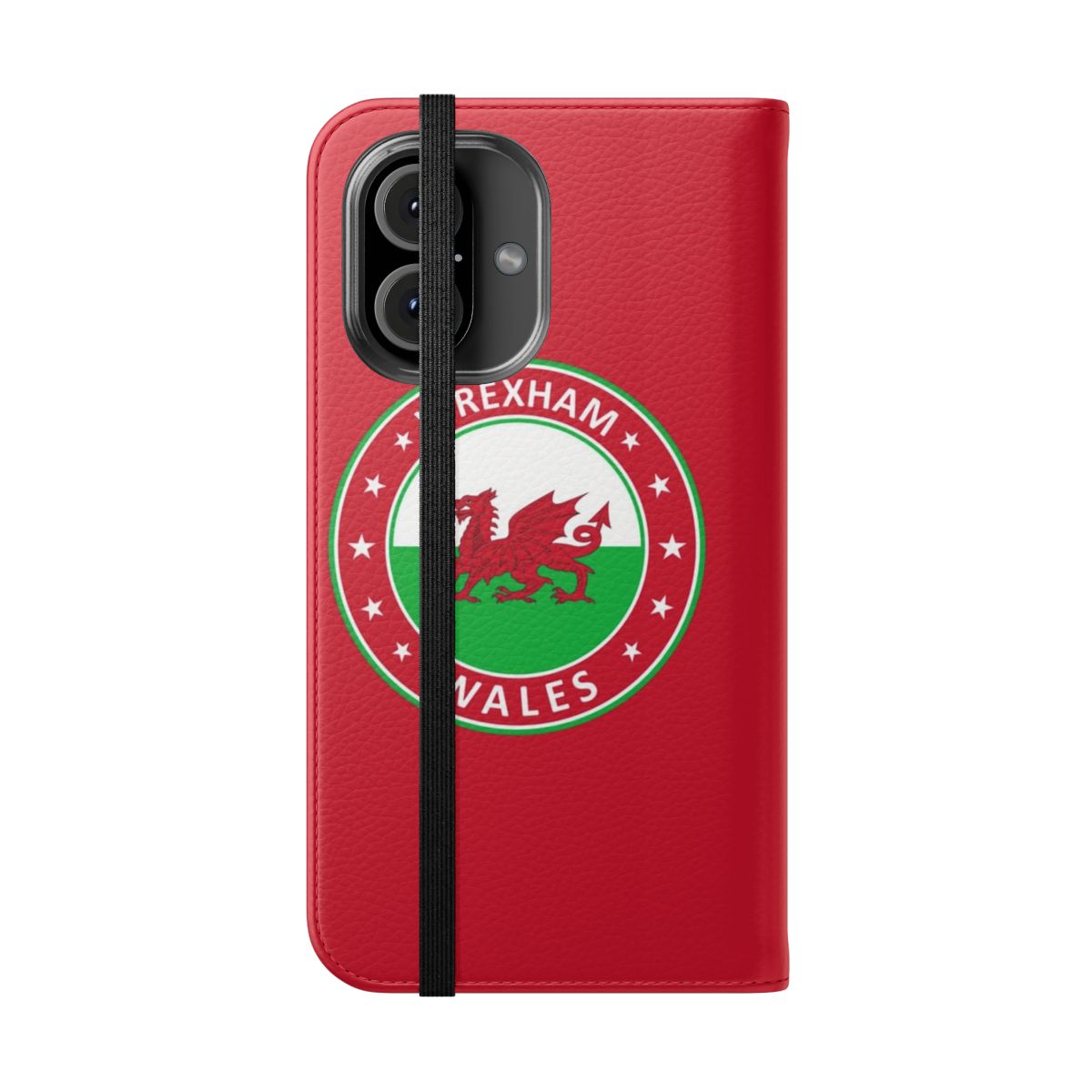 Wrexham Wales phone case featuring the red dragon design of the Welsh flag - Folded Front