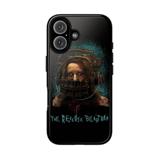 Magnetic phone case with Saw movie graphics