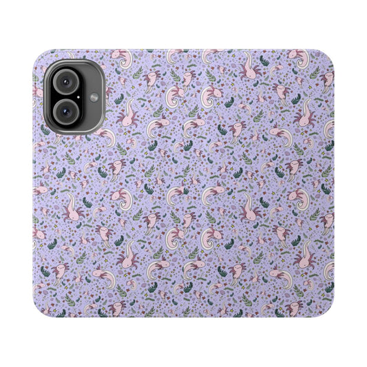 Colorful purple axolotl pattern phone case cover