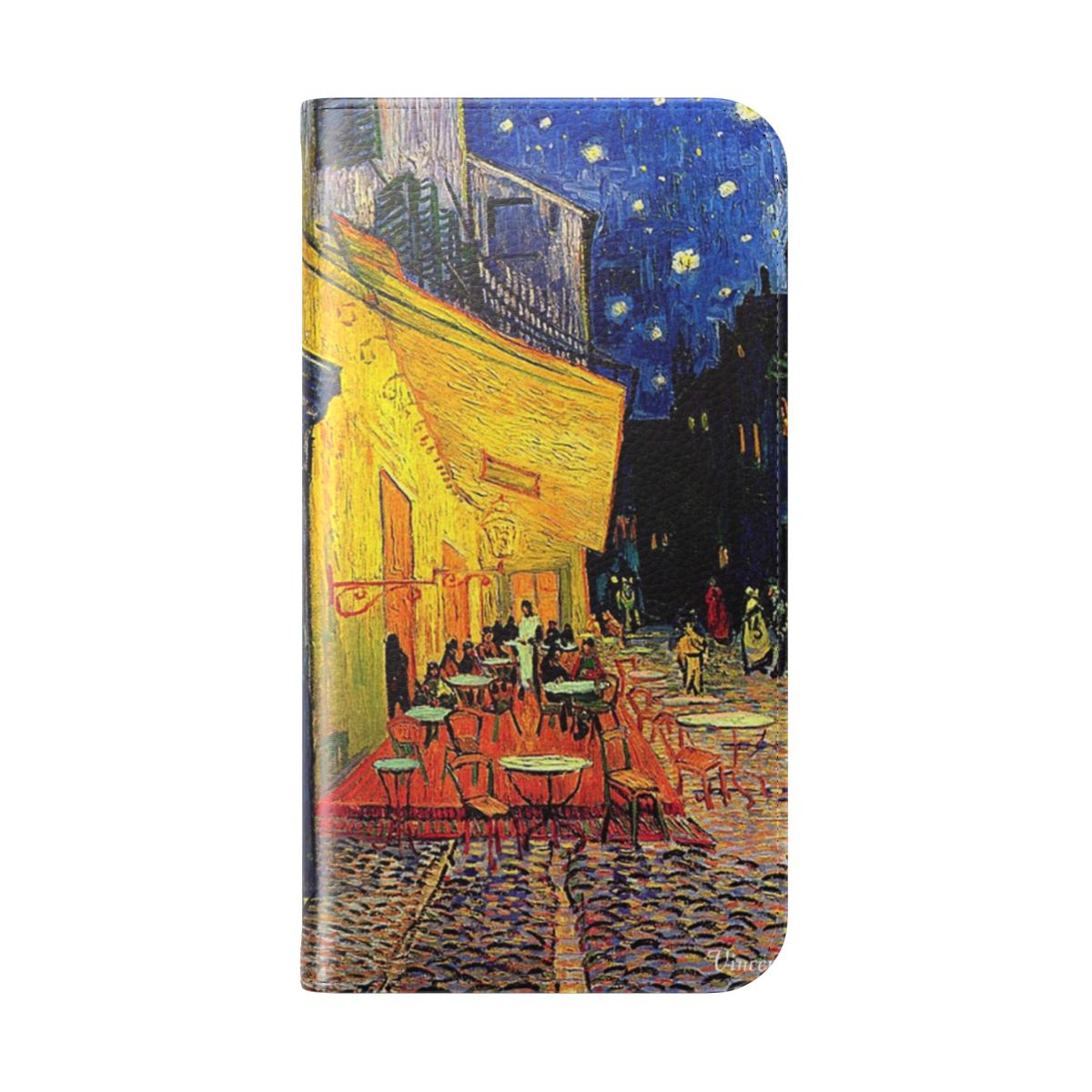 Flip phone case featuring Vincent van Gogh's "The Cafe Terrace on the Place du Forum, Arles, at Night" - Folded Back