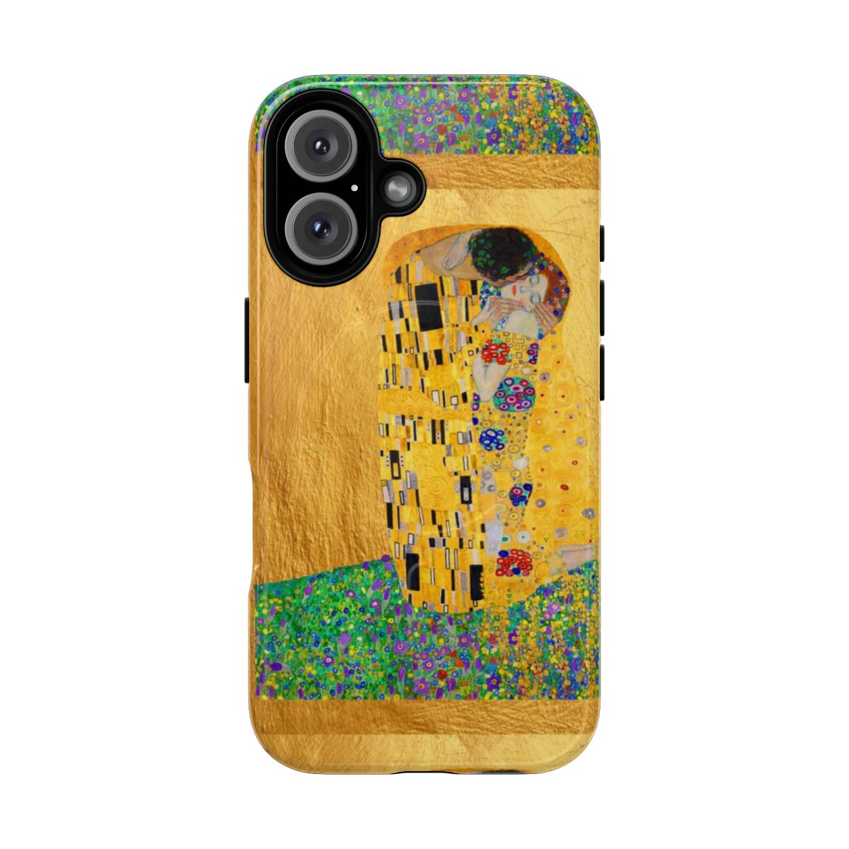 Artistic phone case featuring Gustav Klimt's famous painting "The Kiss"