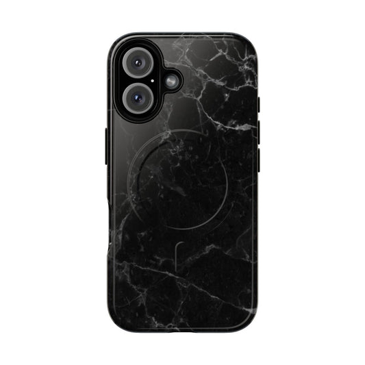 Marble black phone cases with a magnetic, tough design