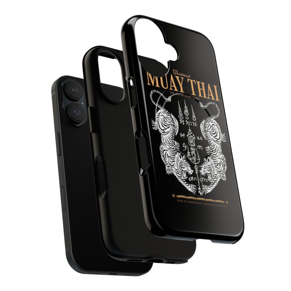 Tough phone case with a classic Muay Thai twin tiger design - Layers