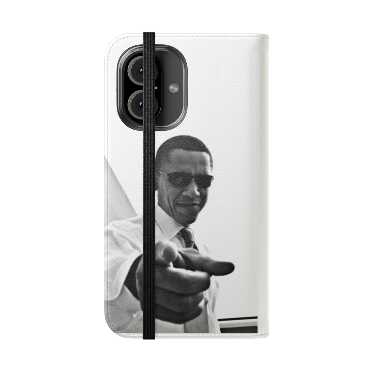 Flip phone case with political satire design - Folded Front