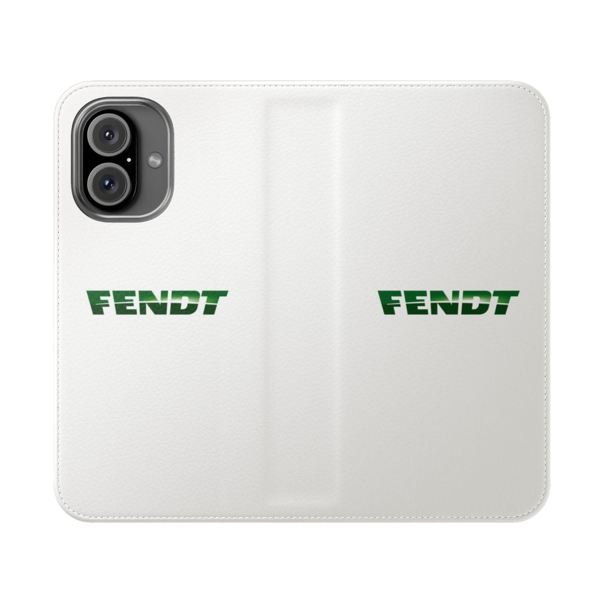 Fendt-inspired phone case with protective flip cover for tractor and farm equipment enthusiasts