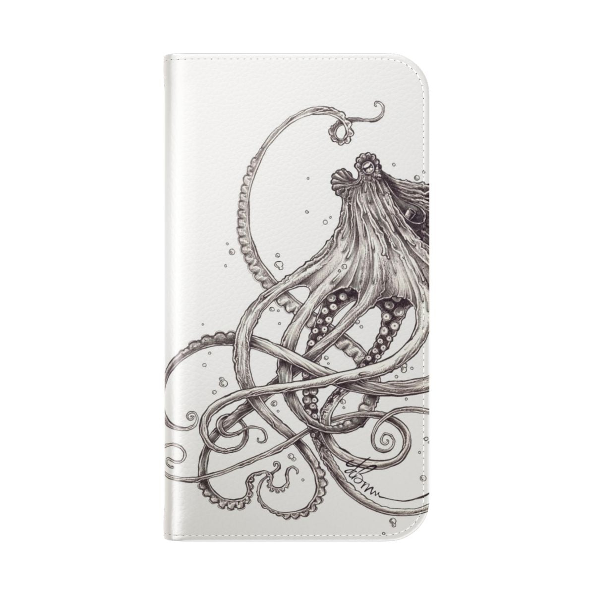 Artistic black and white octopus-inspired phone case cover - Folded Back