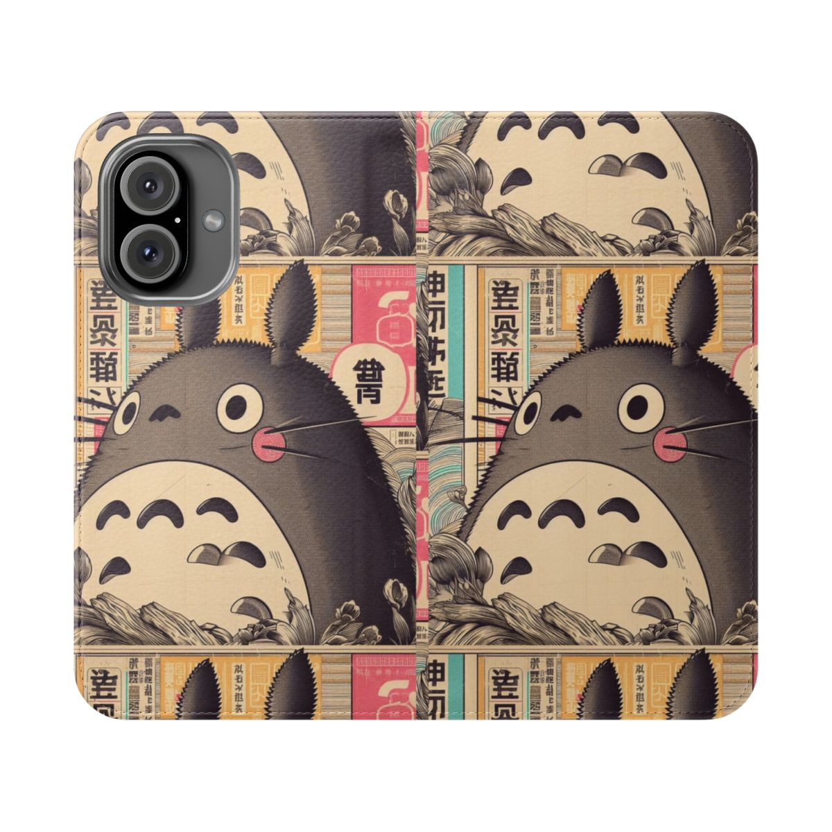 Vintage Japanese-inspired flip phone case with a charming retro design featuring a beloved Japanese icon.