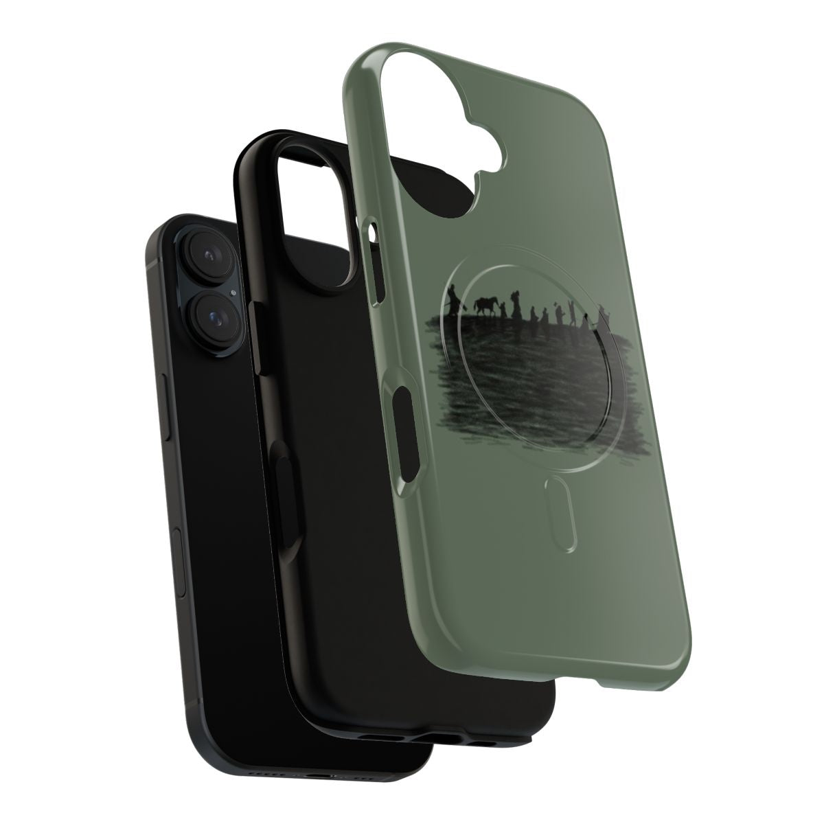 Magnetic tough phone case featuring fantasy adventure silhouette designs - Layers