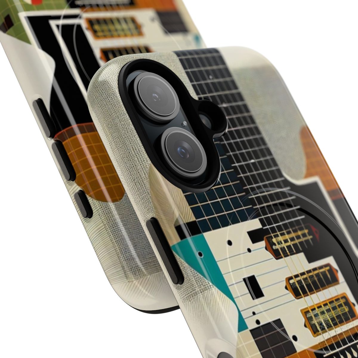 Durable guitar-themed phone case with magnetic closure - Detail